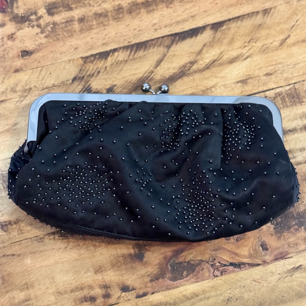 Express Black Beaded Clutch
